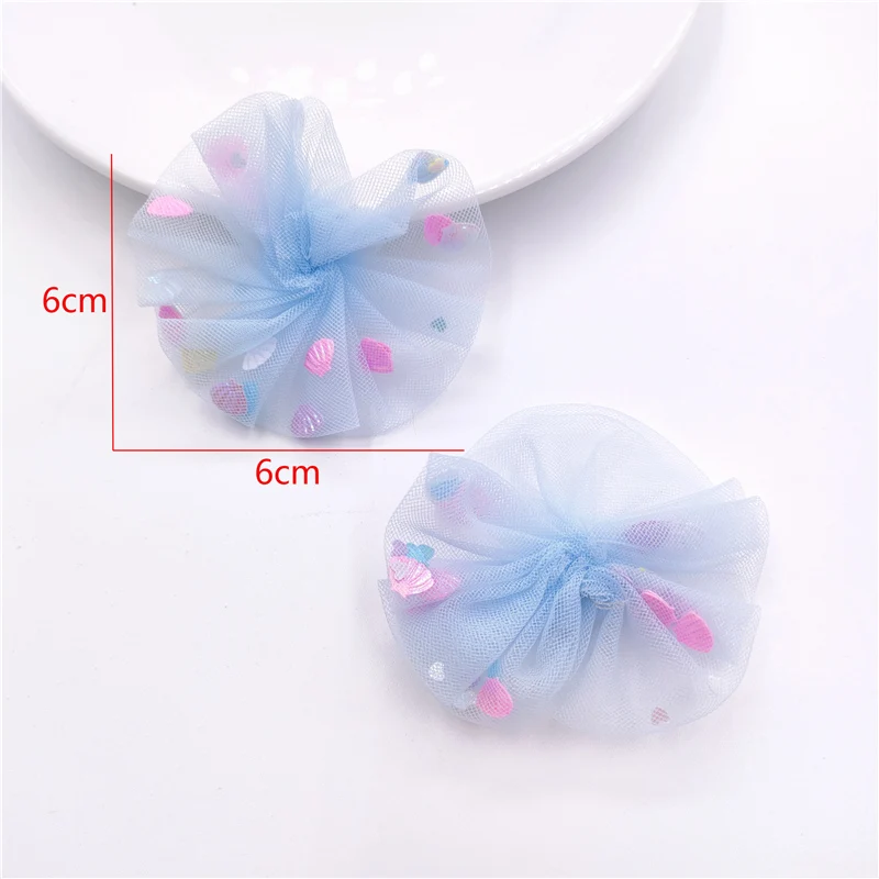 30Pcs Mesh Flower Applique per fai da te Baby Hair Clip Hat Headwear artigianato patch Decor Ornament accessori di abbigliamento