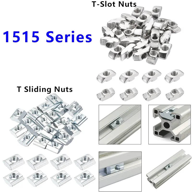20/100PCS 1515 T-Slot Nuts T Sliding Nuts 15S M3/M4/M5 for 1515 Series EU Aluminum Profile Extrusion Slot Track Preset Nuts