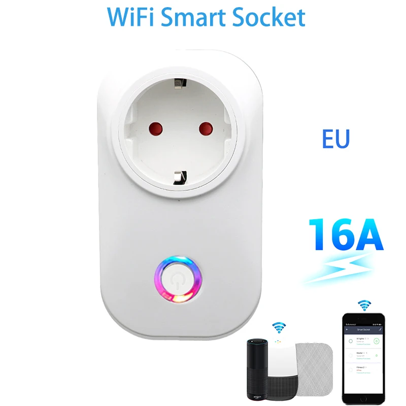 16A Smart WiFi Plug with Energy Monitoring, Remote Control, Multi-Country Support, Voice Control. Best Price Wholesale