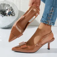 Elegant blue fashion hook-top pointed-toe ladies' high-heeled sandals. Summer style elegant hostess dress shoes. Formal shoes. - Image 4
