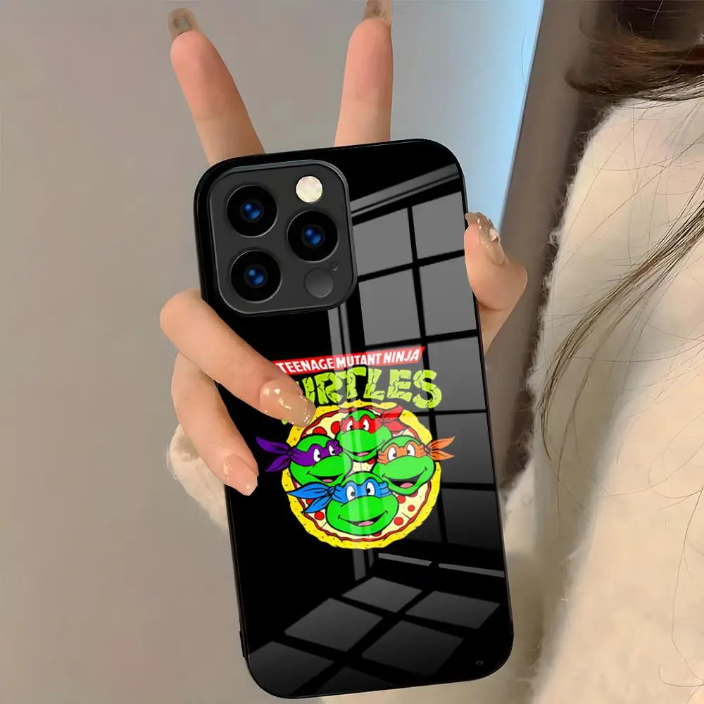 Klassische Anime T-TMNT Handyhülle für iPhone 17 Pro Max 16 15 14 Pro Max 13 11 Plus Glasabdeckung