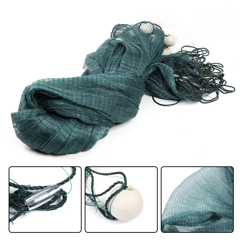 10x65FT Fishing Drag Hand Made Beach Bait Seine Nylon Mesh Olyethylene Fish Net Olyethylene Equipped With Floats