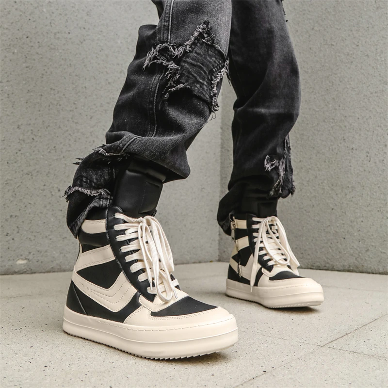

High-Top Men's Shoes: Chunky-Soled Ankle Boots Design - New Fall/Winter Styles Height-Enhancing Casual Sneakers