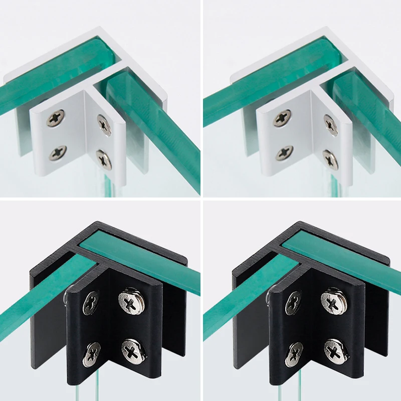 

20PCS Aluminium Alloy 2-Ways Glass Clamps L Shape Shelves Support Bracket Clips 3~20mm Board/Screen/Partition Assemble Connector