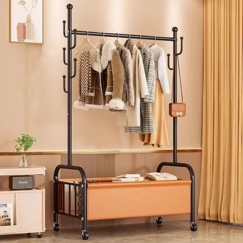 Custom.[5383-Person] Coat Rack Floor Clothes Rack Home Bed Indoor Multi-Functional Mobile Storage Hanger Floor V