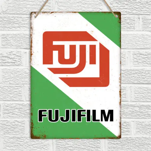 FUJI FILM Retro Metal Wall Sign placca Vintage 35mm Camera Man Cave Photography