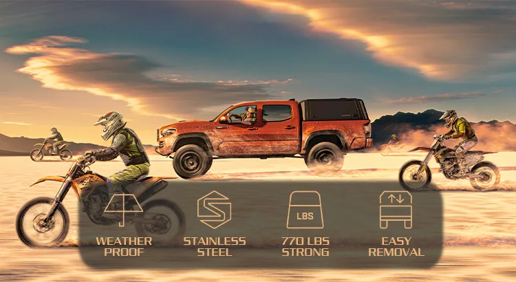 Truck Bed Topper Aluminum Truck Canopy for F150 Hard Camper Shell Pickup  Camper Top with Rack for