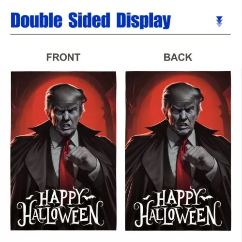 Vampire Donald Trump Happy Halloween Linen Garden Flag 12