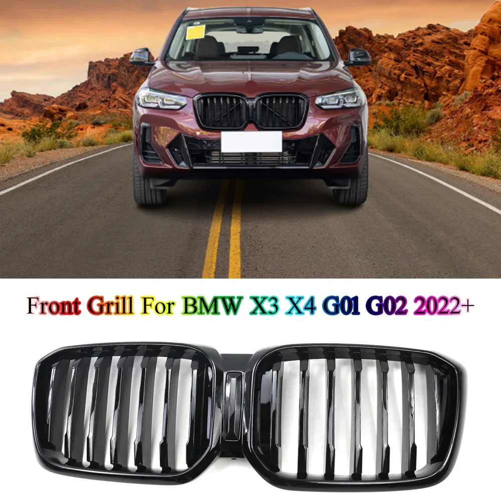 

Grille Grill Front Bumper Kidney Replacement For BMW X3 X4 G01 G02 2022+ Racing Sport Style Auto Accessories