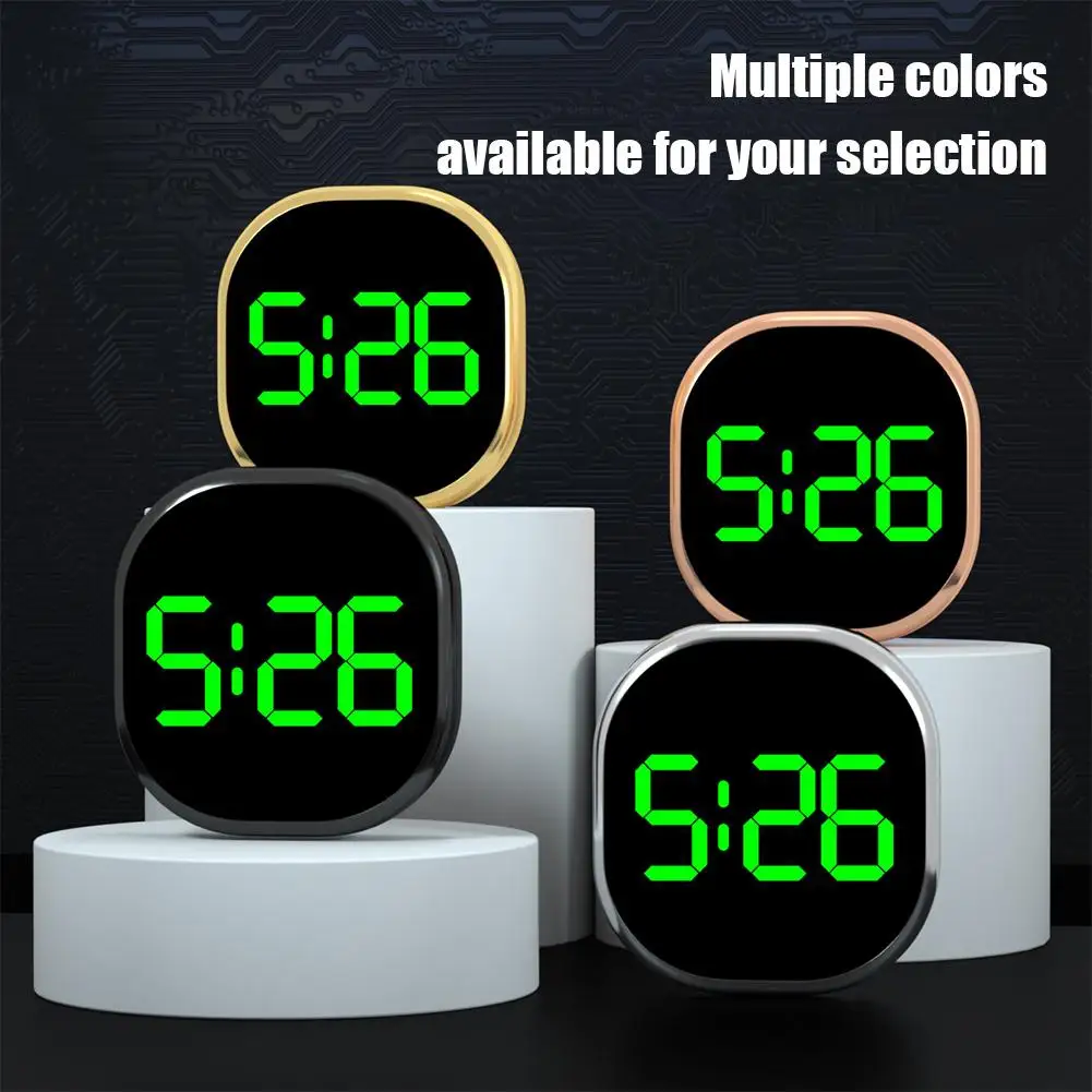 Mini Car Alloy Touch Control LED Digital Clock Self Adhesive Stick On Dashboard Electronic Watch Auto Decor Car Interior