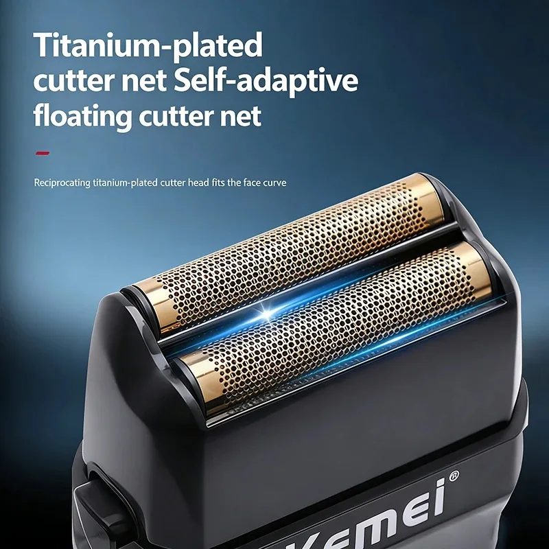 Kemei KM-T420 Electric Beard Foil Shaver LED Digital Display Reciprocating Shaver Electric Razor Men's Bald Head Shaving Machine