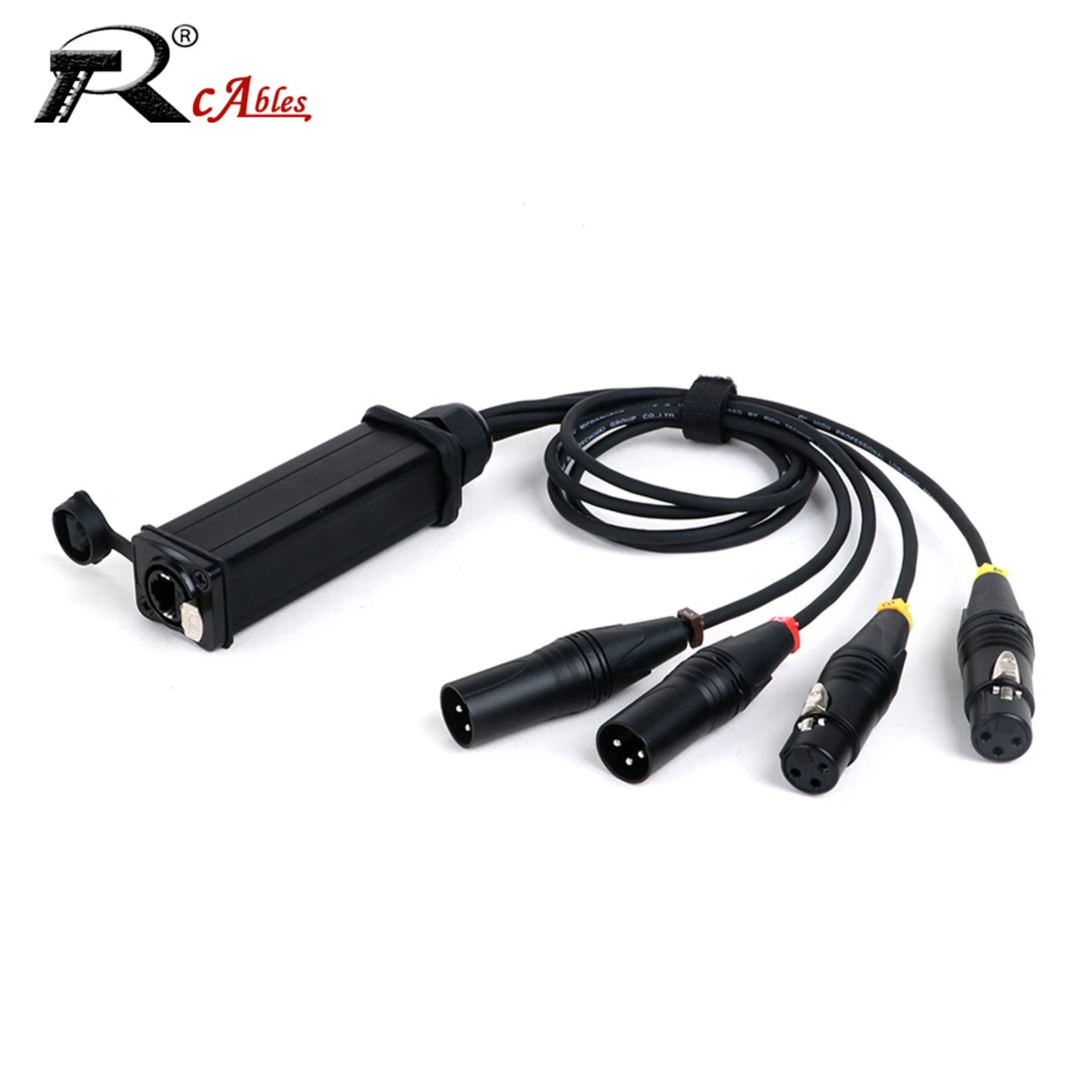 1PC 4 Channel 3-Pin XLR Snake Multi Network Snake Receiver to CAT6 STP Single Ethercon Cable -RJ45 to XLR 2 Male+2 Female Cable