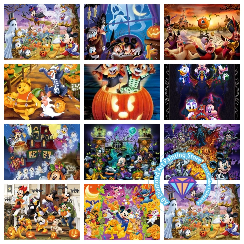 

Halloween Mickey and Friend Cartoon AB Diamond Painting Kit Square Round Diamond 5D DIY Mosaic Handmade Art Gift Home Decor