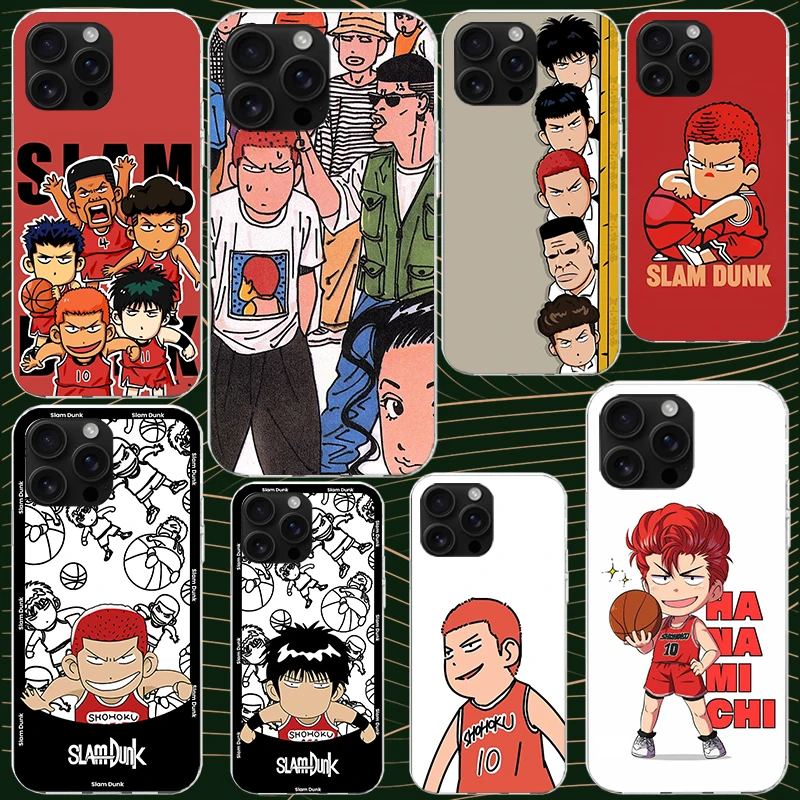 S-SLAM dunk bonito caso para iphone 13 12 mini 11 pro max capa de telefone macio x xs xr 7 se 8 plus 6 6S 5 5S silicone preto capa