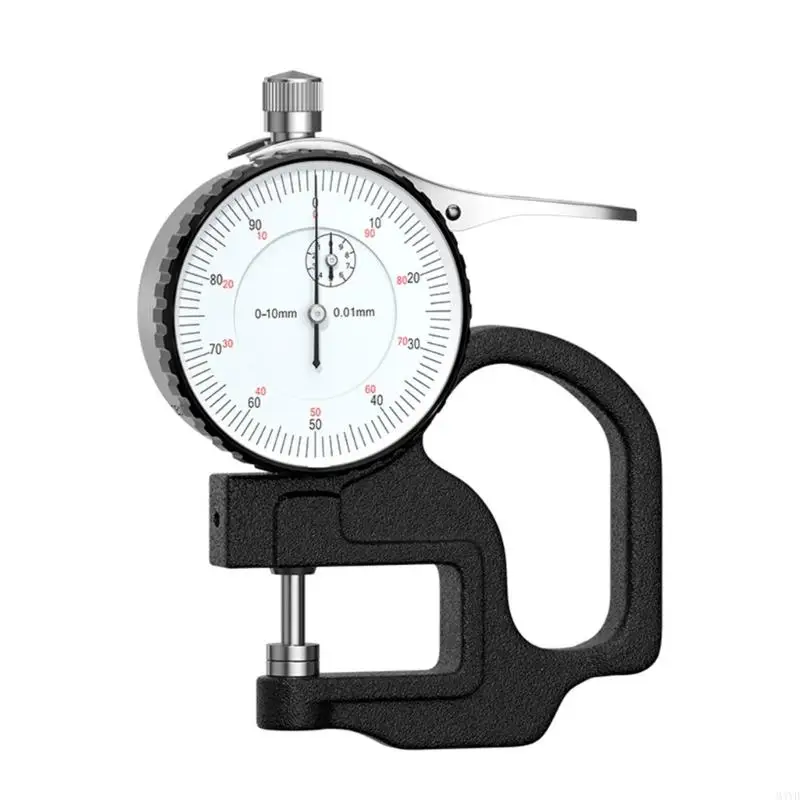 Thickness Meter 0-10 mm Readout Measuring Tool with 0.01 mm Graduation and Flat Contact Heads for Paper Leather Rubber M4YD