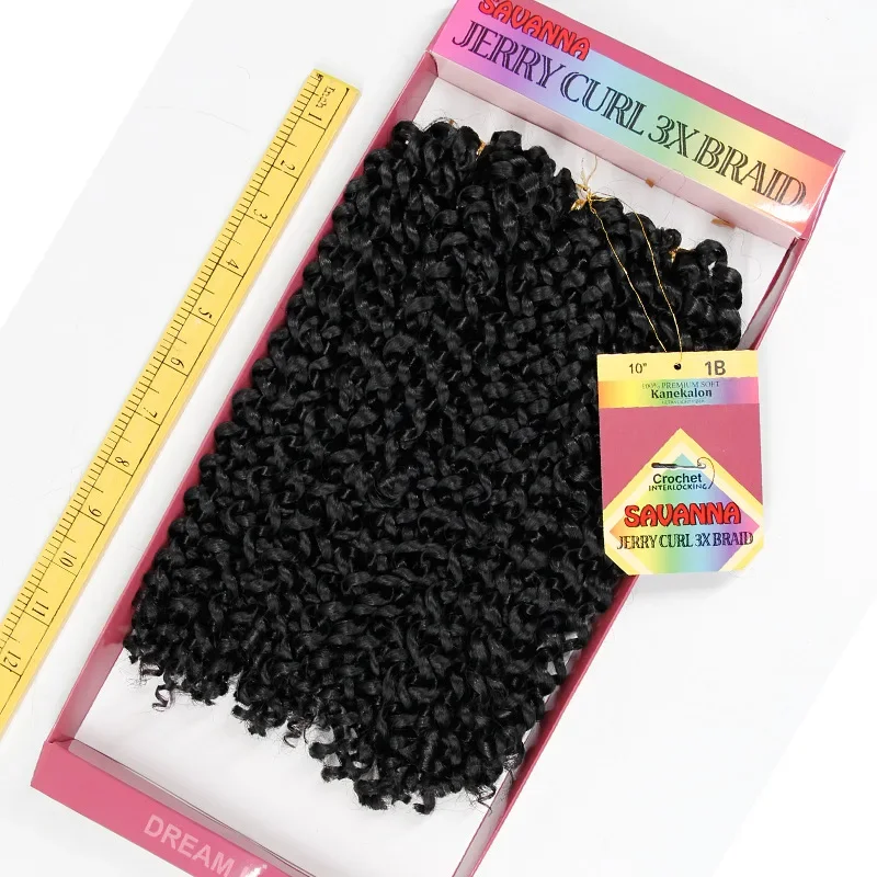 Qp hair jerry curly 3x braid Hair Extensions Black Brown Burgundy Ombre Crochet Braids Synthetic Braiding Hair 10 inch