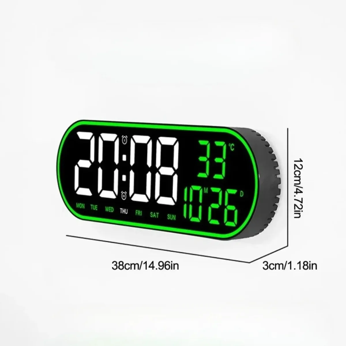 LED Digital Wall Clock Large Display Remote Control Silent Electronic Timer with Temperature Date Week Modern Home Office Decor