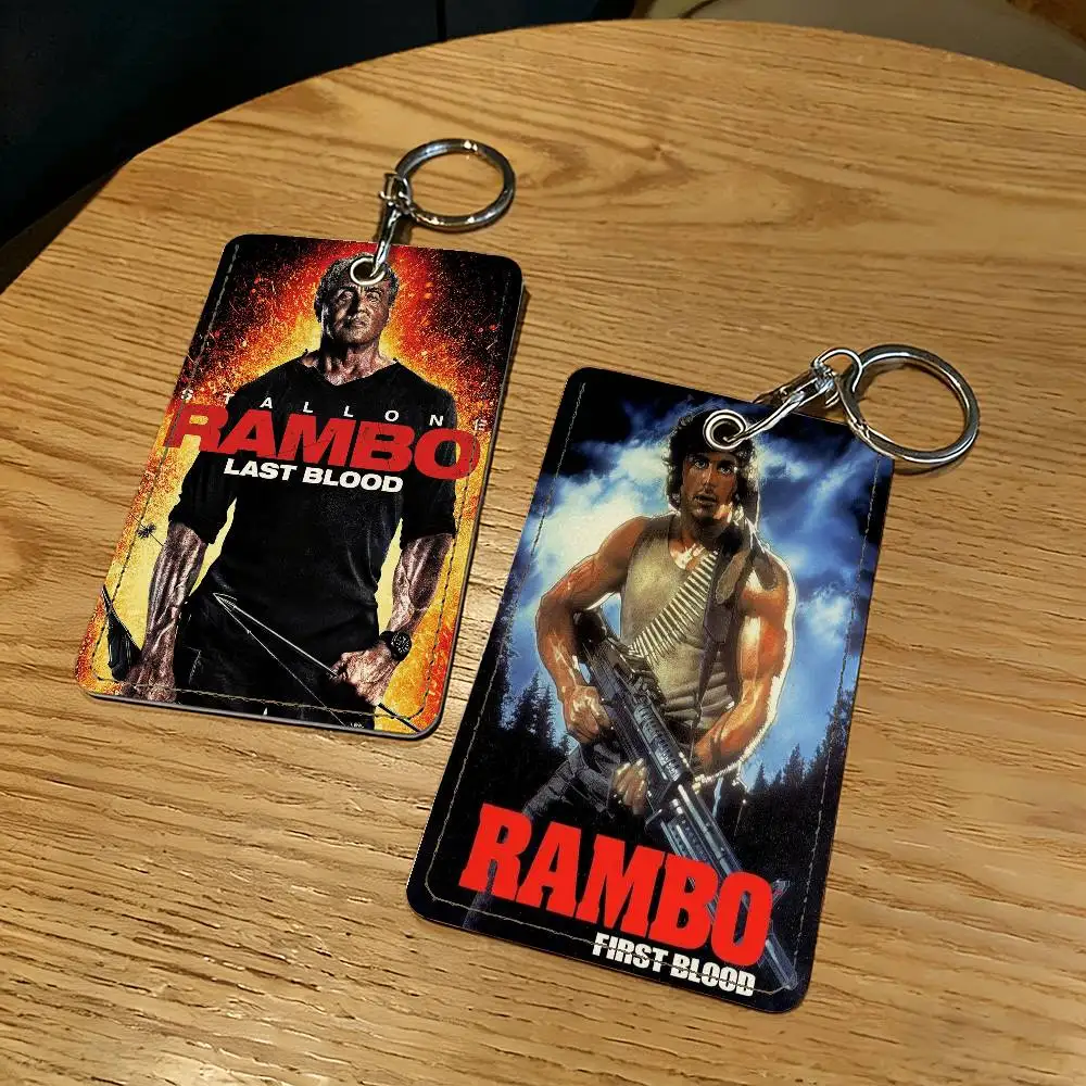 Llavero con tarjetero de película Retro Rambo, cerradura de puerta, funda protectora de acceso para regalo de seguridad