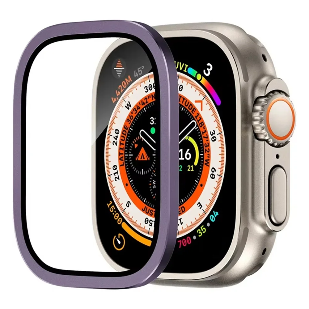 Gehärtetes Glas für Apple Watch Ultra 3 2 1 49 mm, Displayschutzfolie, kratzfest, HD-Metallstoßstange, Vollfolie für IWatch Ultra 49 mm