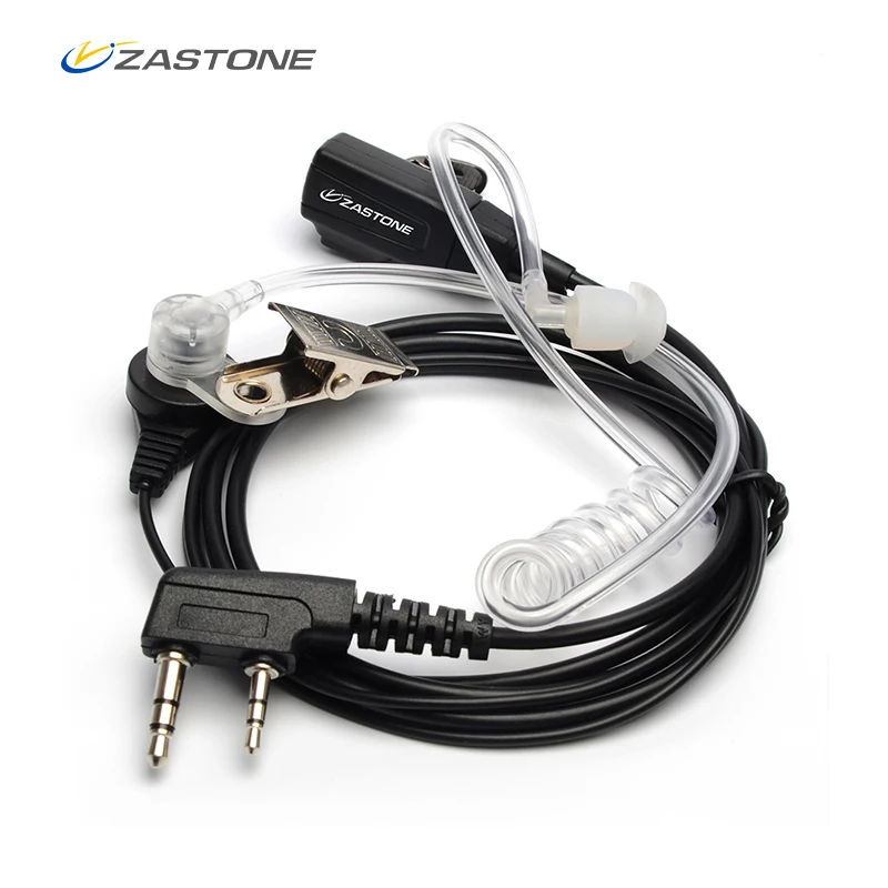 Zastone Headphone Walkie Talkie Earpiece 2 Pin TK Plug PTT Air Acoustic Tube Earphone Portable Radio Headset for Baofeng