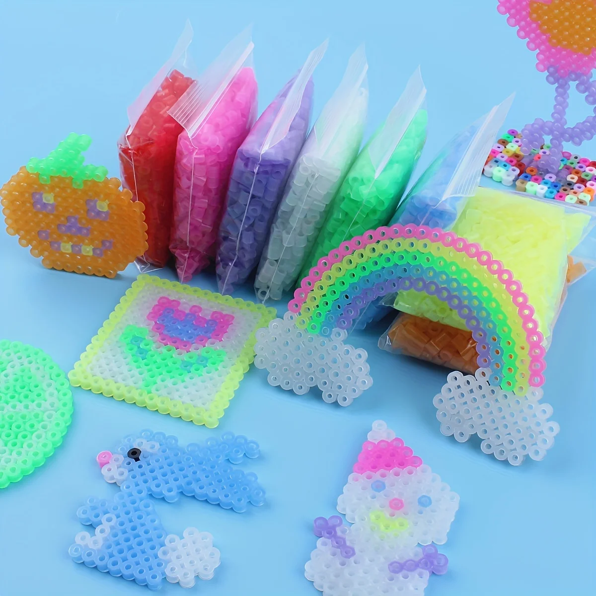 8 Colors Luminous Fuse Beads 500pcs/bag 5mm Ironing Beads  Hama Beads.Children's Pixel Puzzle Toy