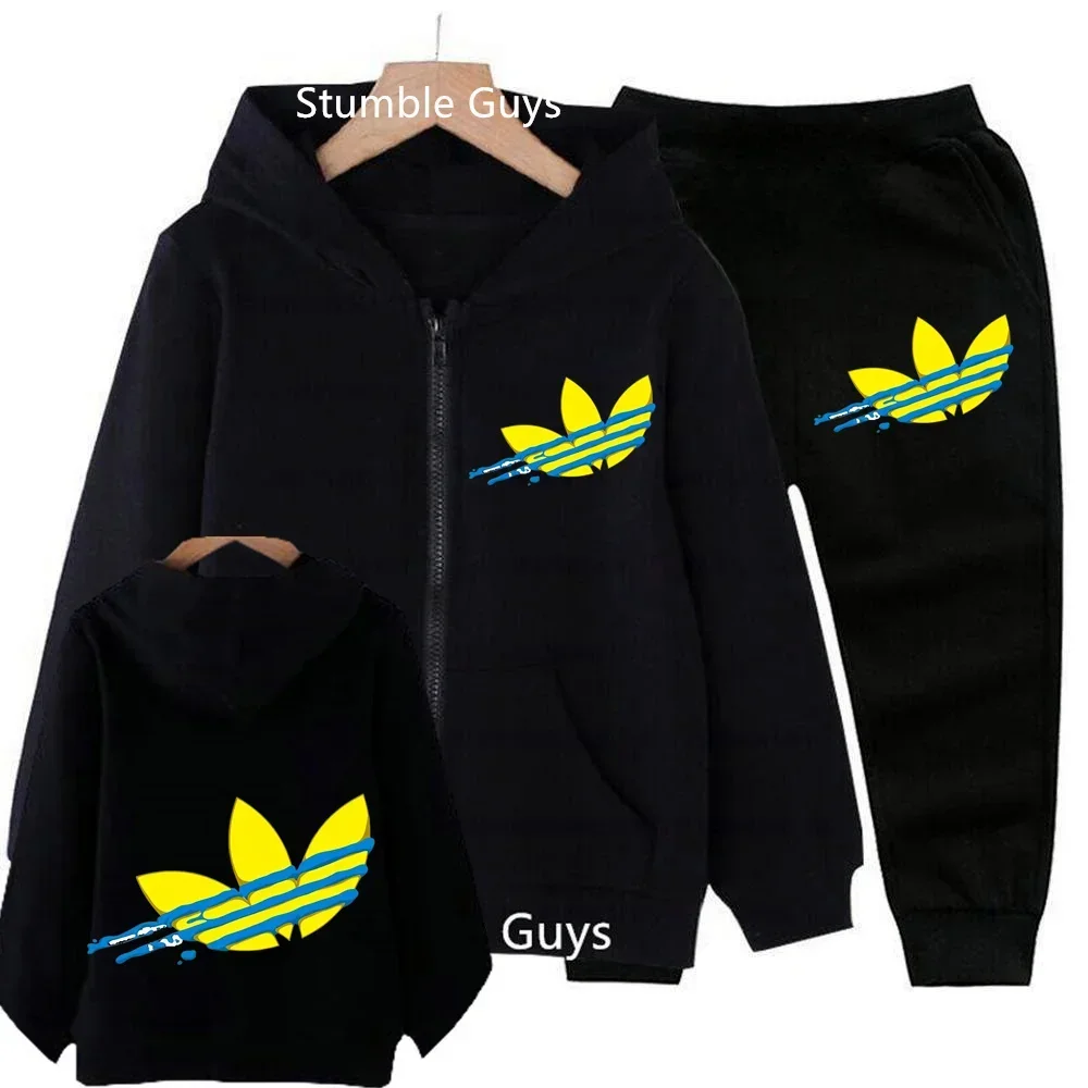 

Harajuku Creative Plant print Autumn and Winter Comfort soft thickening men's high quality casual warm street hoodie suit
