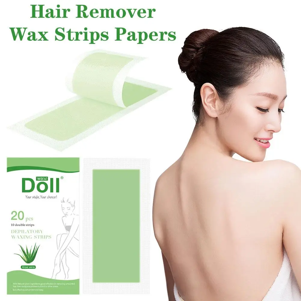 20 قطعة/المجموعة المهنية المتاح إزالة الشعر شرائط شمع لإزالة الشعر الصيف مزدوجة الوجهين ورق شمع بارد للوجه الساق الجسم