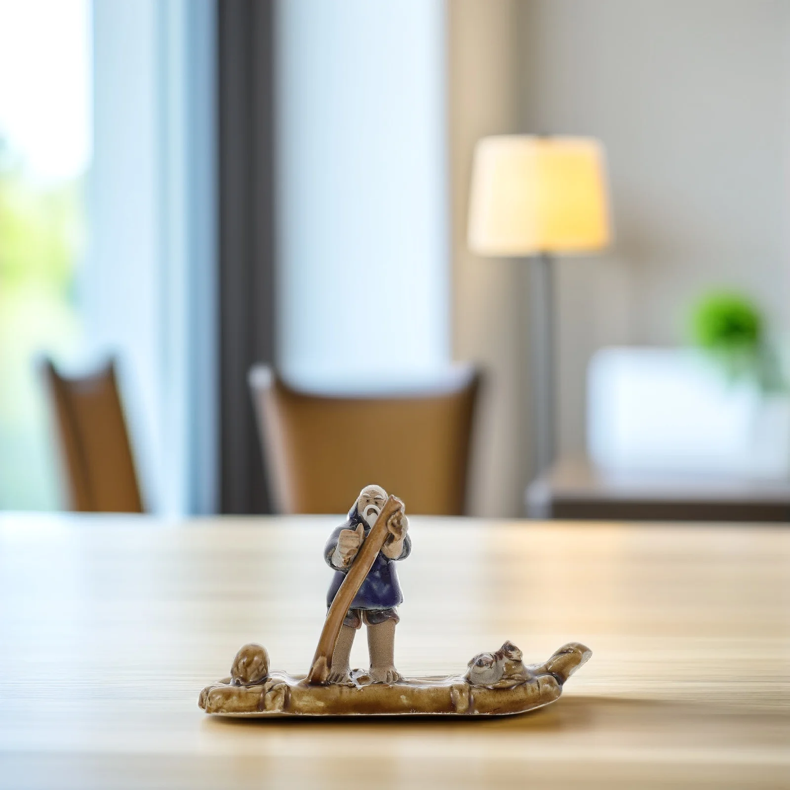 

Ceramic Bamboo Man Statue Fish Tank Ornament Aquarium Landscape Decoration Artificial Boat Decor Pond Artificial Boat Decor