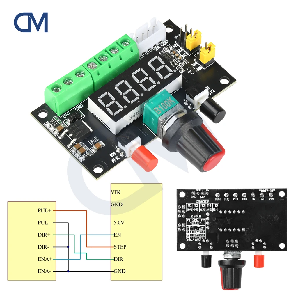 Stepper Motor Controller 12V 24V with PWM Pulse Signal Generator Reversible Rotation & Speed Control for Automation