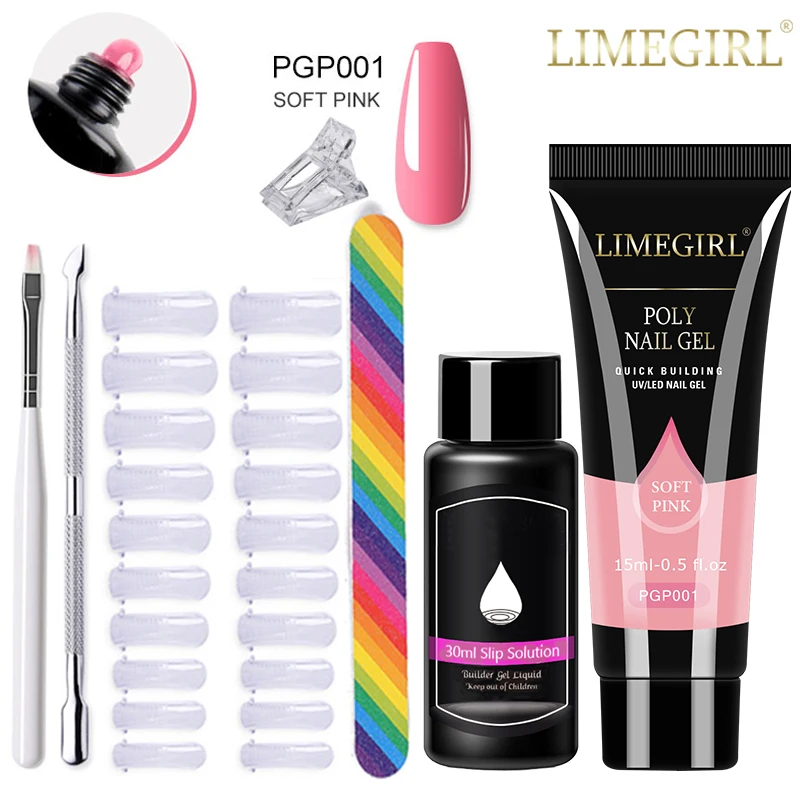 15ml przedłużenie paznokci zestaw żelowy brokatowy przezroczysty żel do szybkiego przedłużania formy przedłużający Manicure dla nowicjuszy zestawy narzędzie do zdobienia paznokci