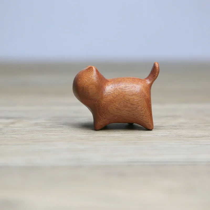 Rosewood Confident Cat Mr.Cat Figurine Cartoon Wood Carving Faceless Cat Home Decor Ornament Souvenir Gift