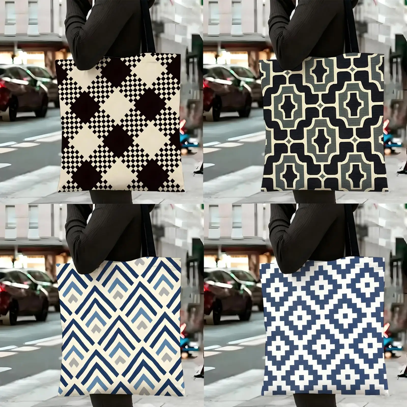 

Сумки для хранения с ретро-принтами, повседневная сумка с принтом, многоразовый модный рюкзак, многофункциональная сумка, холщовая сумка для покупок