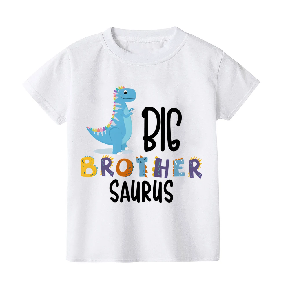 Big Sister Little Brother Dinosaur Printed Kids T-shirt for Boys Girl Sibling Matching Outfit Tops Summer Short Sleeve T Shirt