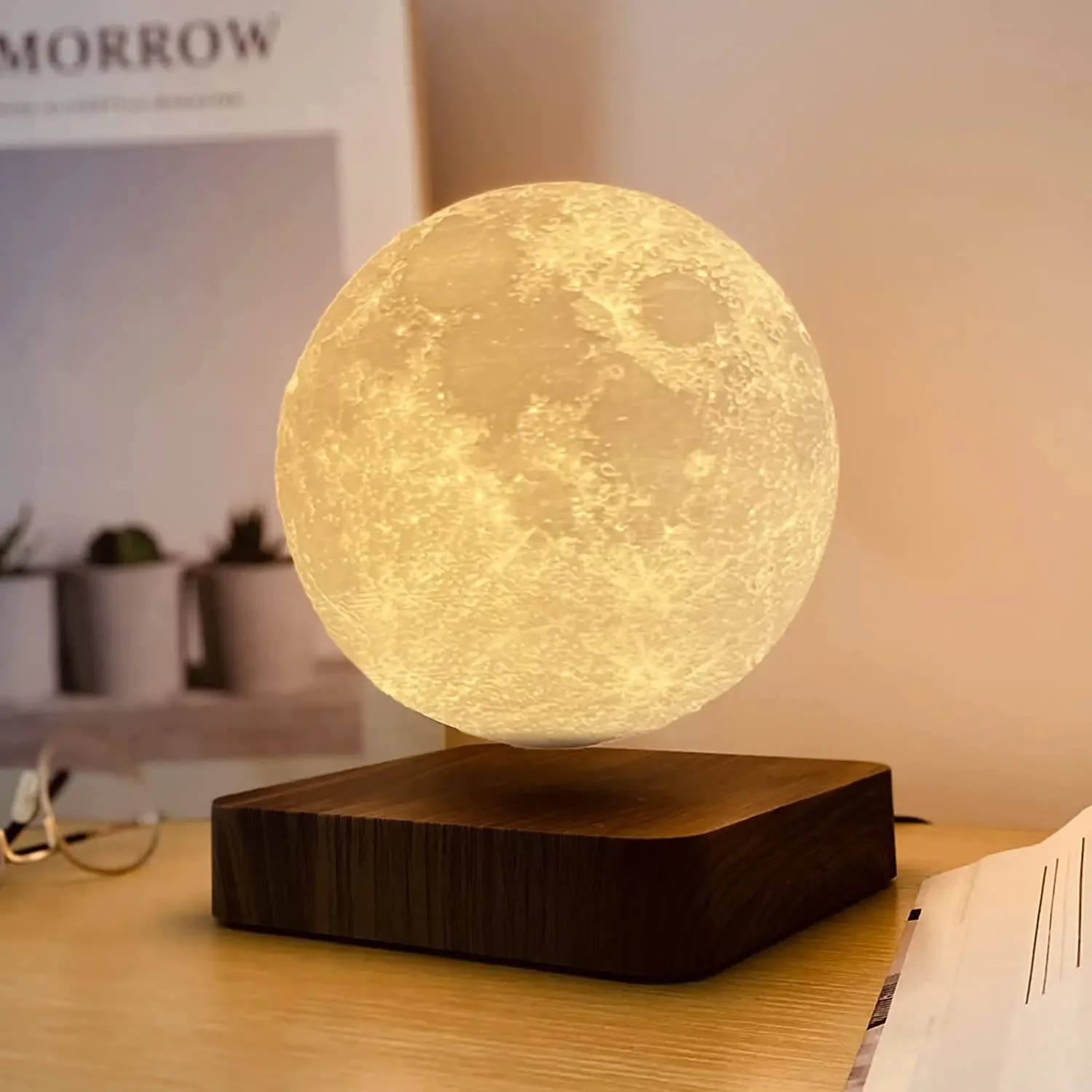 Hot Selling 3D Painting Magnetic levitating Moon Lamp Levit  Floating Moon Light LED Smart Desk Lamp Home Decor and Gift