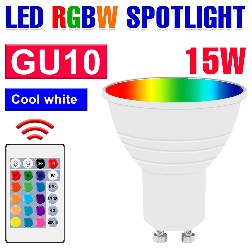 15W LED E27/E26 Gloeilamp RGBW Spotlight GU10 IR Afstandsbediening Plafondlamp E14 LED Kroonluchter Lampen MR16 Voor Thuis Party Decor