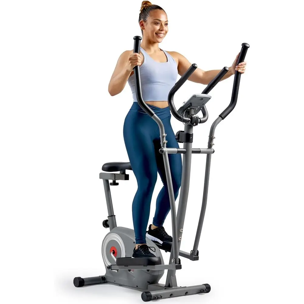 

Silent Elliptical Bike with Adjustable Resistance, Pulse Grips, and Bluetooth LCD Monitor
