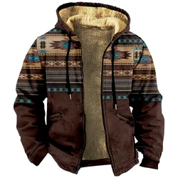 Sudadera con capucha de manga larga con cremallera para hombre y mujer, abrigo de cuello alto, ropa Harajuku Vintage con gráfico Tribal, Invierno