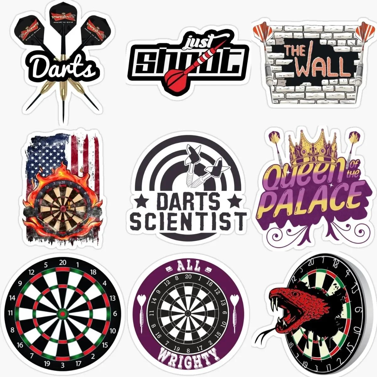 

Darts Player Dartboard Creative PVC Waterproof Stickers Accessories for Decorate Car Wall Room Bicycle Truck Van Suv Table
