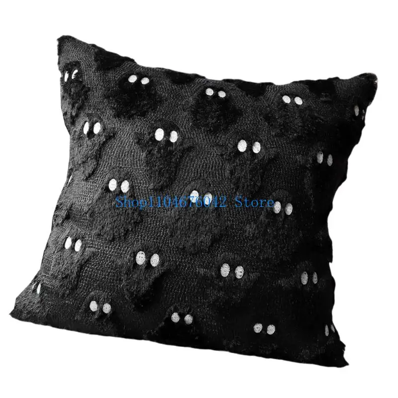 5asd Bat Pattern Specters Themed Pillow Cover for Halloweens Decorations Sturdy Plush Fabric