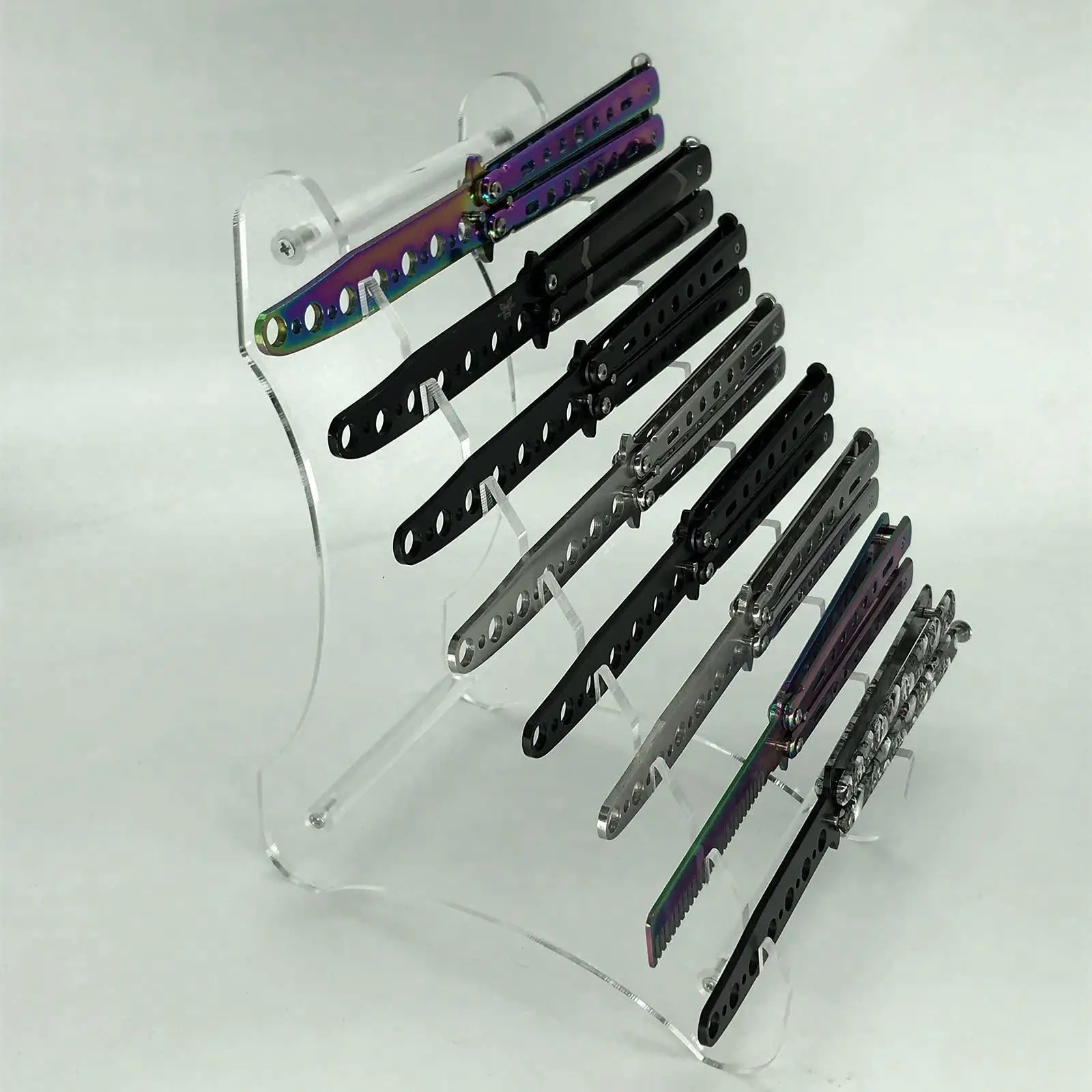 Acrylic Knife Display Stand Organizer Transparent 8 Layer Knife Holder Rack for Kitchen Knives Storage Collection