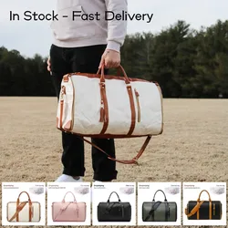 Carry On Garment Bag 55L Large Pu Leather Duffle Bag Waterproof With Shoe Pouch For 2 In 1 Hanging Suitcase Suit Travel Bags