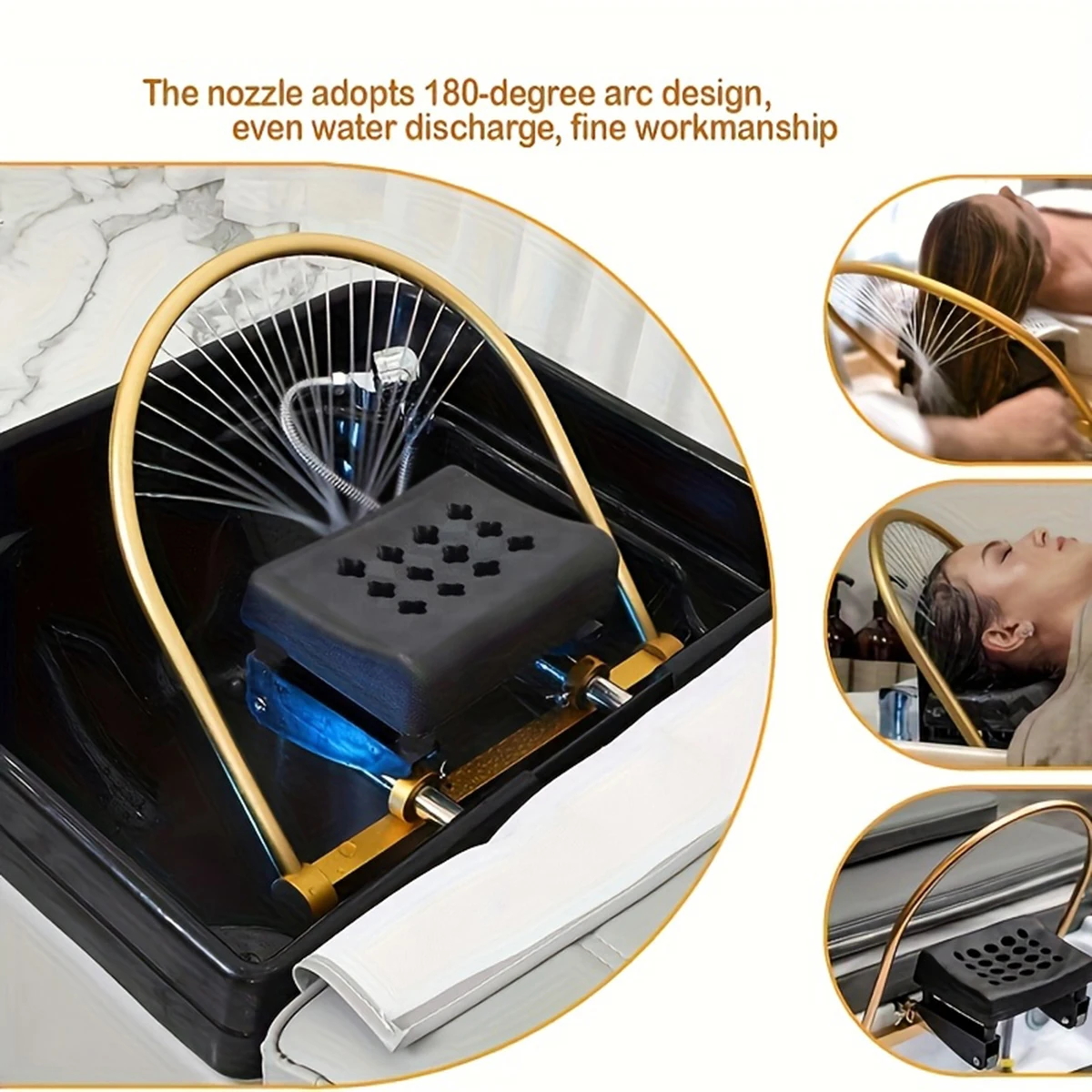 Professional Salon Head Spa Waterfall Therapy Shower with Pillow Multi-Angle Shampoo Circulation Equipment for Stylists
