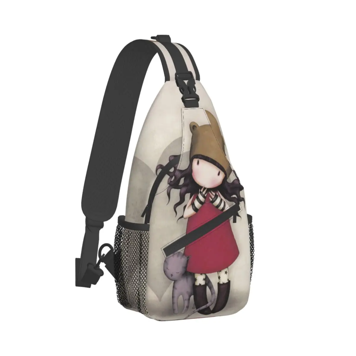 Santoro Gorjuss Boneca Sling Sacos Peito Crossbody Ombro Sling Mochila Caminhadas Viagem Daypacks Art Cute Cartoon Impresso Saco