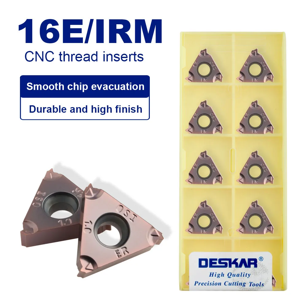 

10pcs DESKAR CNC Pressed Thread Turning Inserts 16ERM/IRM 1.0 1.5 2.0 2.5 3.0ISO LF6018 Stainless Steel Carbide Blade