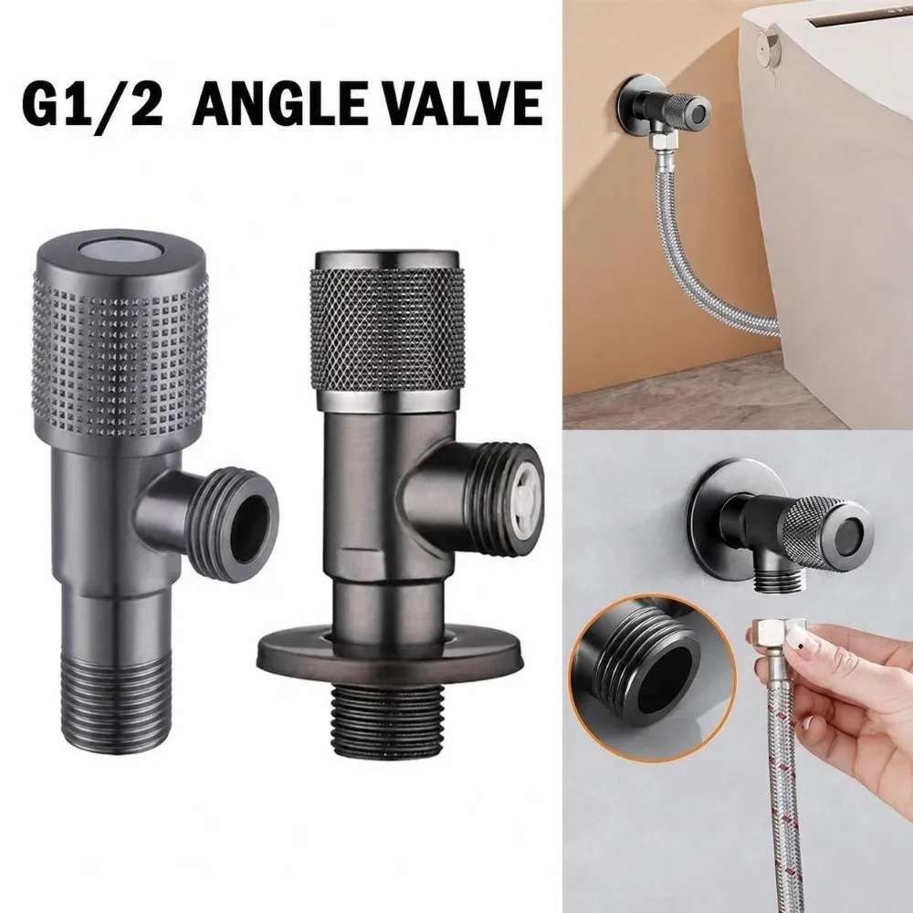 Heavy Duty G1/2 Thread Bathroom Triangle Valve Anti-Backflow Brass Water Stop Valve Universal Faucet Inlet Valve Bathroom
