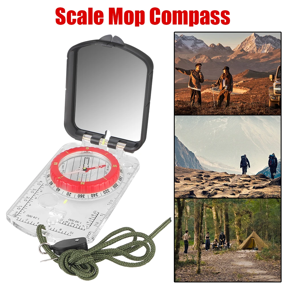 Luminous Waterproof Compass Magnifying Glass Scale Map Ruler Multifunctional For Hiking Camping Survival Outdoor Guiding Tool