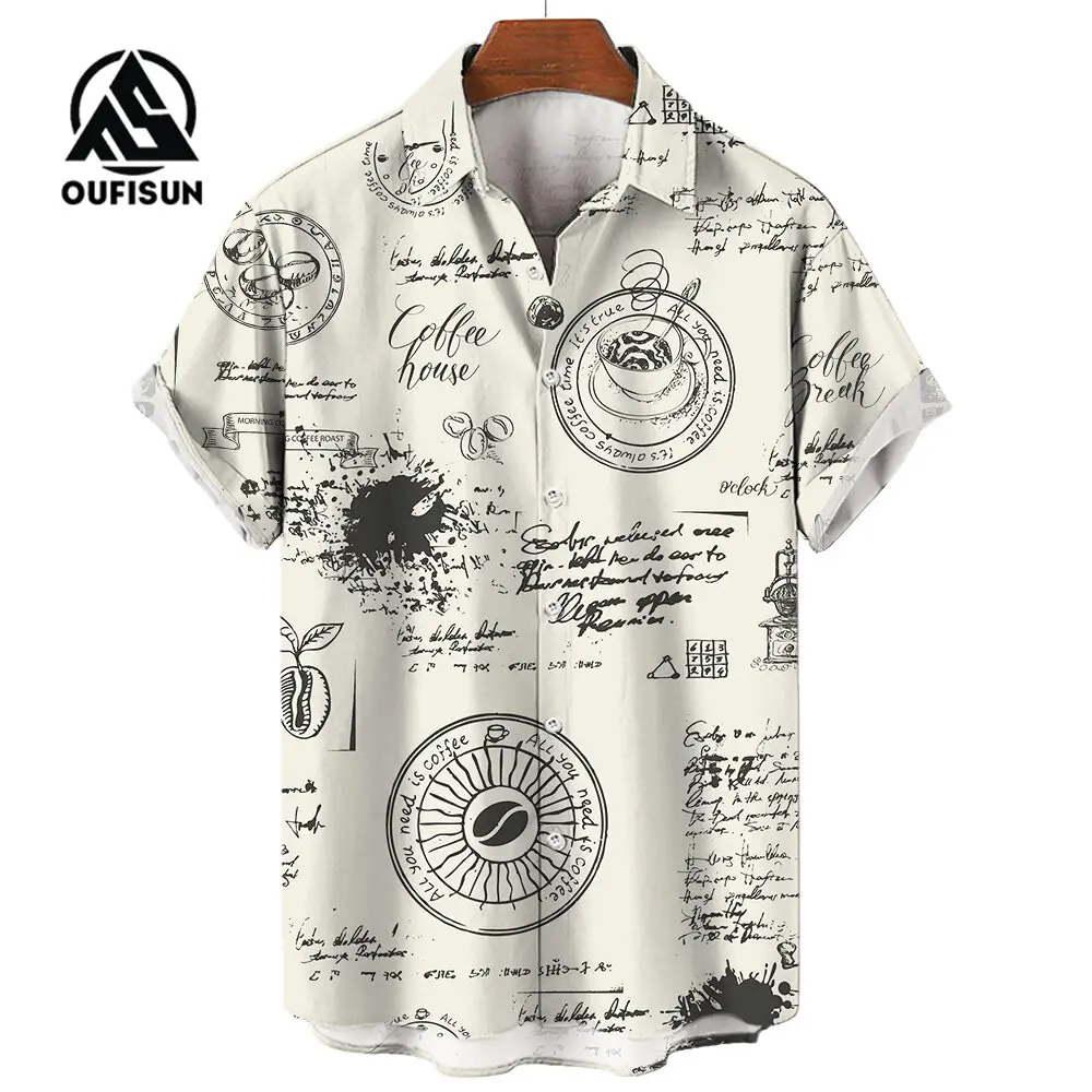 Camisa de manga corta para hombre, Tops con estampado de ancla de brújula náutica a la moda de verano, camisas holgadas informales para hombre, talla grande S-5XL