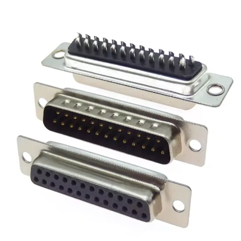 2PCS D-SUB DB25 25Pin Male Female Solder Type Connector DIP Straight Mount Serial Port Adapter 2 Rows DB25