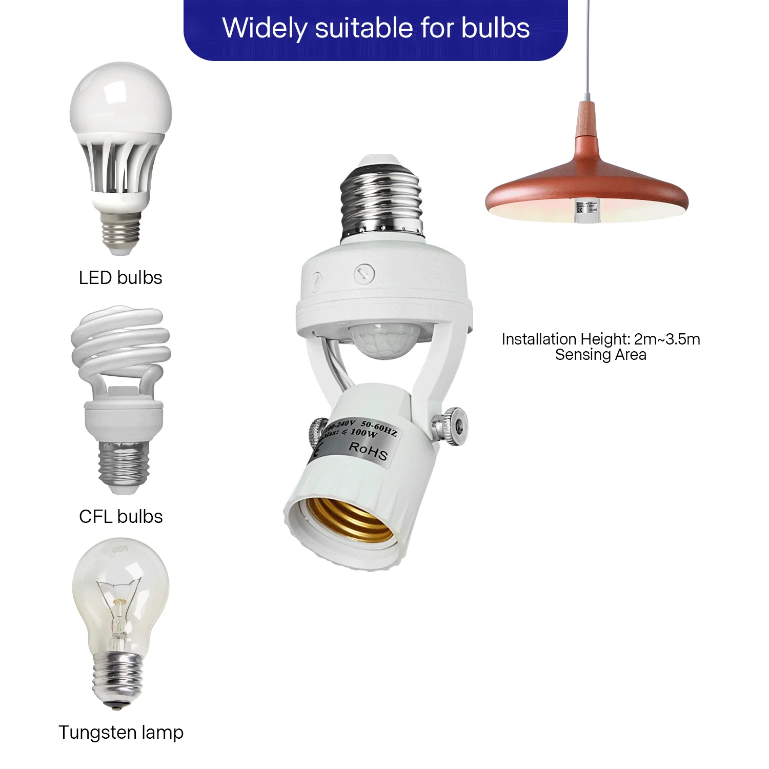 E27  E26 PIR Motion Sensor lamps holder 110-240V Detector Base Light Switch With Light Control Smart Bulb Socket Adapter