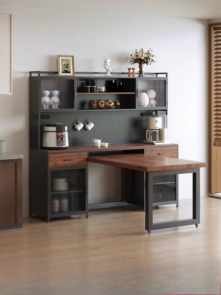 

Industrial Style Dining Side Cabinet Dining Table I Wrought Iron Solid Wood Living Room Wall Locker Coffee And Tea Cabinet